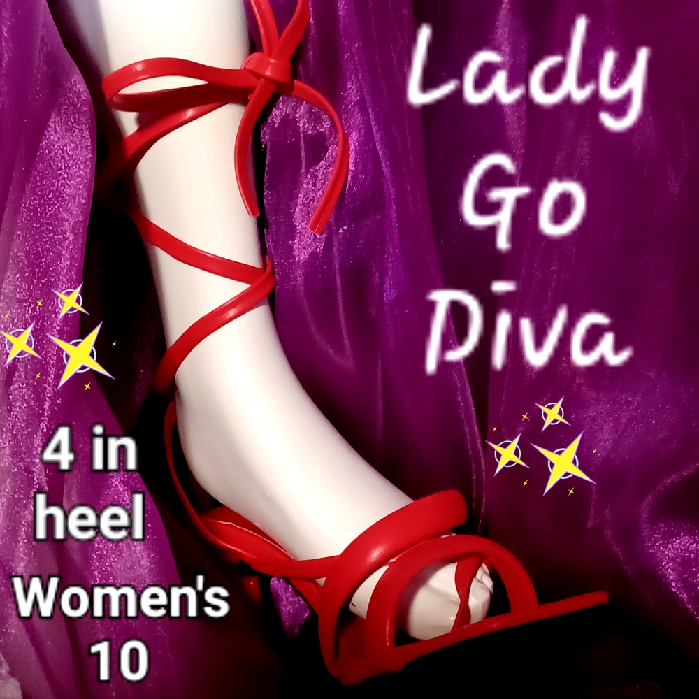 Lady Go Diva Red Strappy 4 in Heels perfect for Valentines Day Women’s 10